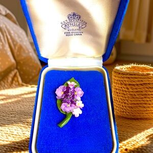 Vintage Aynsley Porcelain Flower
Brooch In Original Box